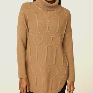 Belldini Camel Cable Knit Turtleneck Sweater